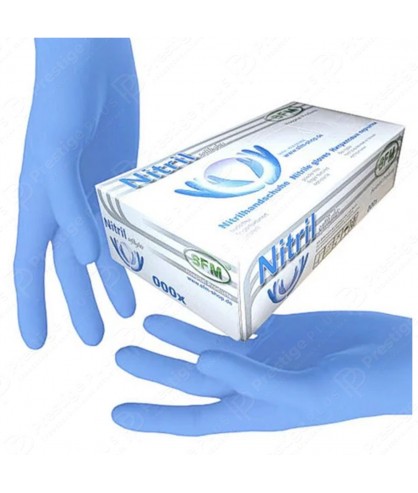 Перчатки нитриловые синие без пудры SFM размер XS 100 шт (пл 3.8)
