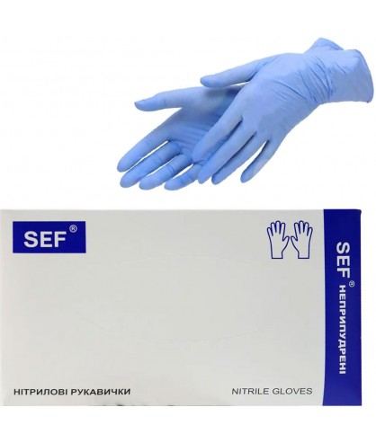 Перчатки нитриловые синие без пудры SEF 100 шт (плотность 3,0) размер M