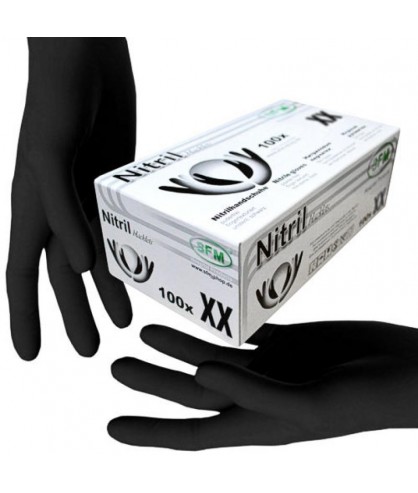 Перчатки нитриловые черные без пудры SFM размер L 100 шт (пл 3.8)
