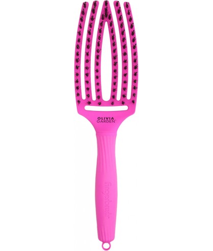 Щетка массажная Olivia Garden Finger Brush Boar&Nylon Think Pink Neon Purple