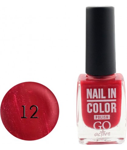 Лак для ногтей GO Active Nail In Color 10 мл 012 Красно-коралловый с перламутром