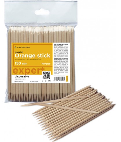 Апельсиновая палочка для маникюра деревянная Staleks PRO 100 шт 150 мм