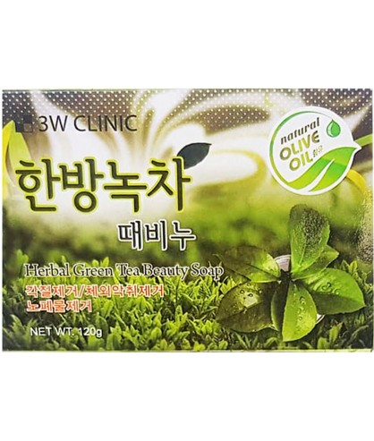 Очищающее мыло для лица и тела с экстрактом зеленого чая 3W Clinic Herbal Green Tea Beauty Soap 120 г