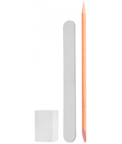 Набор для маникюра (пилочка 120/120, баф 120/120, апельсиновая палочка) Kodi Professional Белый