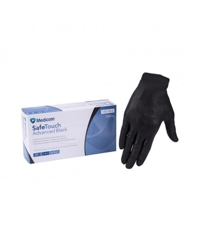 Перчатки нитриловые без пудры черные Medicom размер М 100 шт (1187-TG-C)