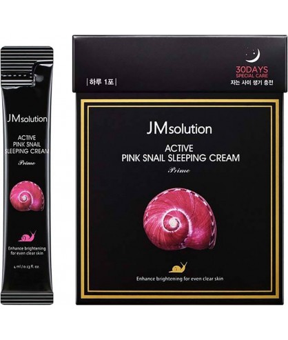 Крем маска с муцином улитки JMSolution Active Pink Snail Sleeping Pack 4 мл