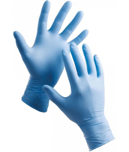 Перчатки синие без пудры смесь винил и нитрил Nitech размер L 100 шт